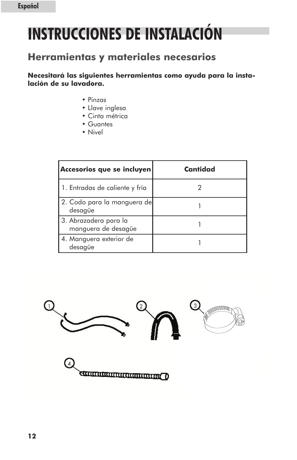 Instrucciones de instalación, Herramientas y materiales necesarios | haier HLT364XXQ User Manual | Page 46 / 52