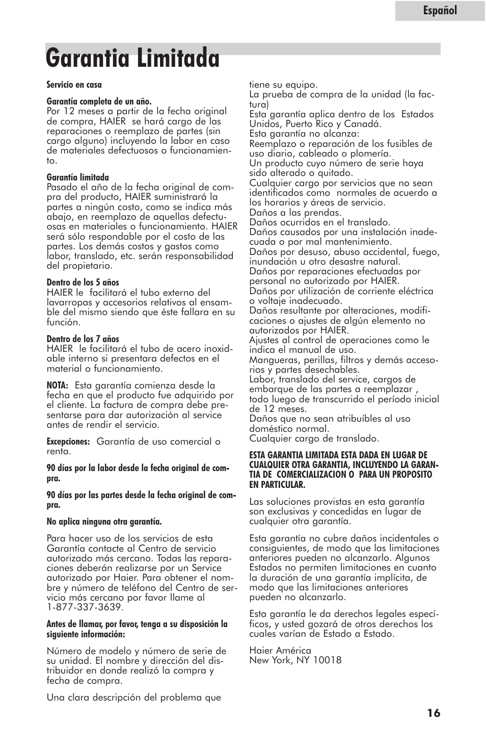 Garantia limitada | haier HLT364XXQ User Manual | Page 51 / 52