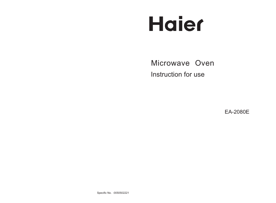 haier EA-2080E User Manual | 8 pages