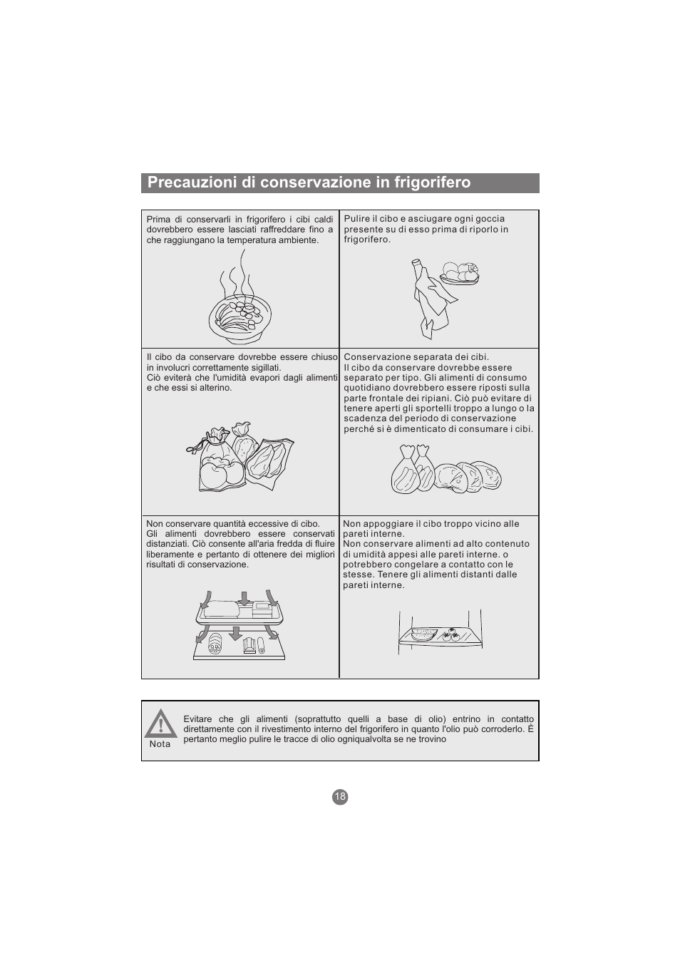 Precauzioni di conservazione in frigorifero | haier AFL631CB User Manual | Page 105 / 196