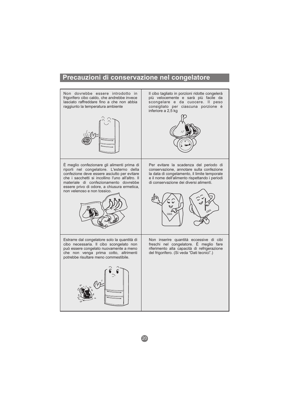 Precauzioni di conservazione nel congelatore | haier AFL631CB User Manual | Page 107 / 196