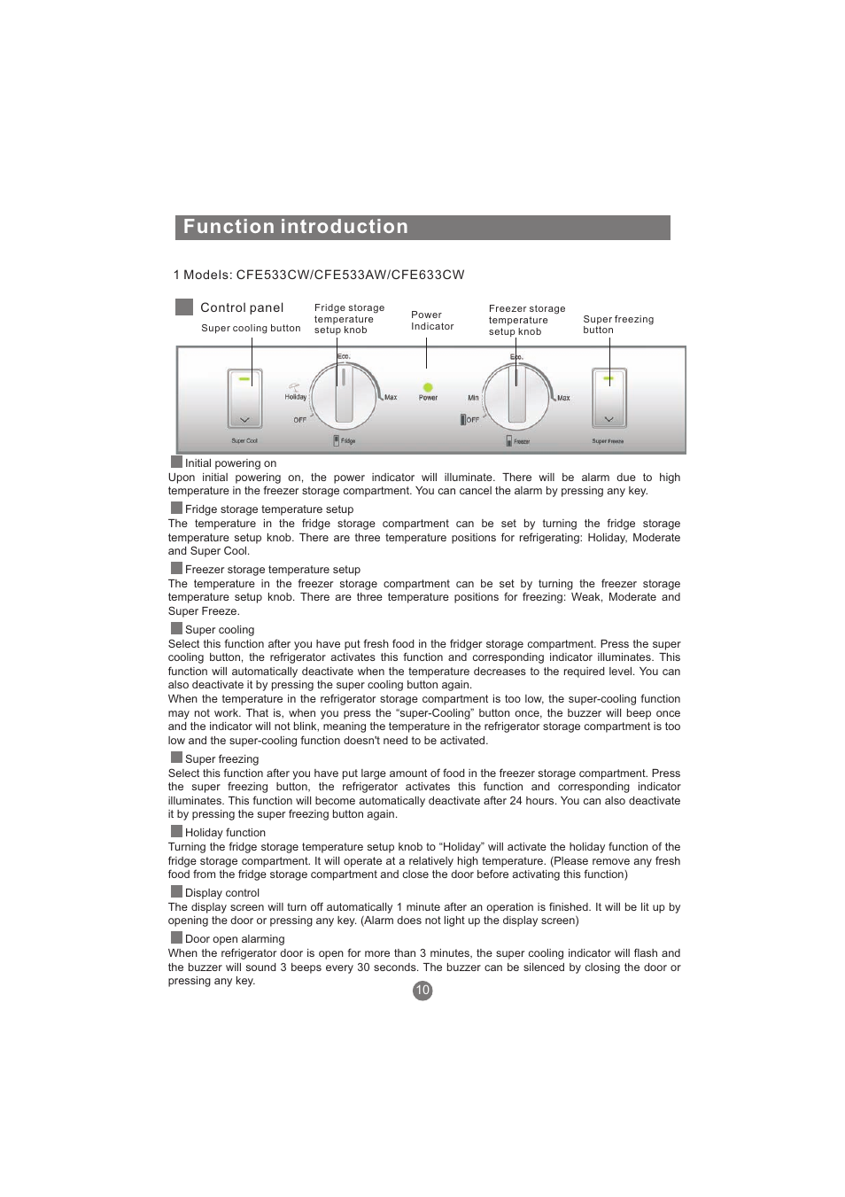 Function introduction | haier AFL631CB User Manual | Page 13 / 196