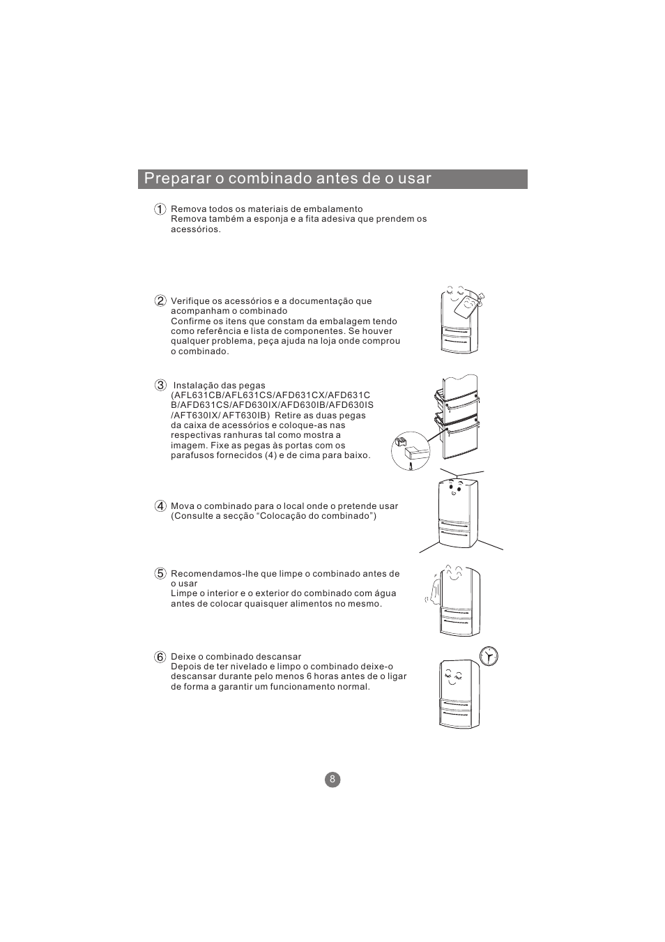 Preparar o combinado antes de o usar | haier AFL631CB User Manual | Page 149 / 196