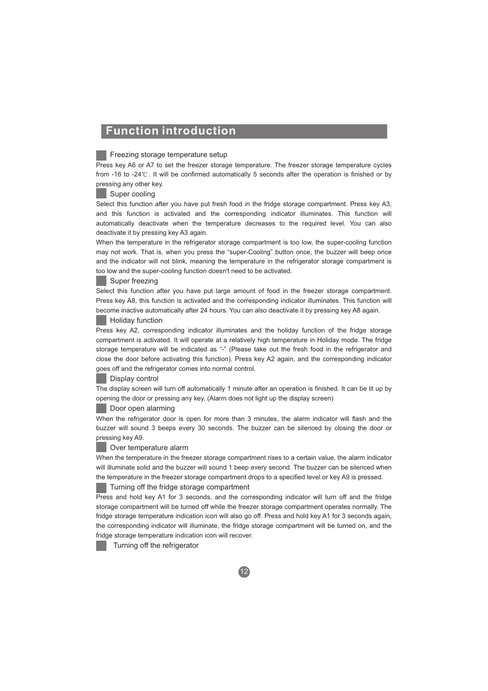 Function introduction | haier AFL631CB User Manual | Page 15 / 196