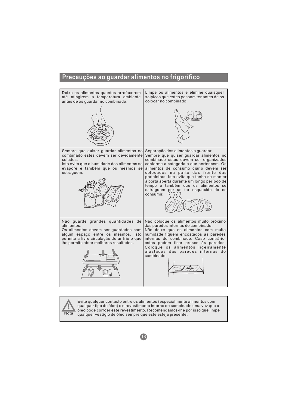 Precauções ao guardar alimentos no frigorífico | haier AFL631CB User Manual | Page 159 / 196