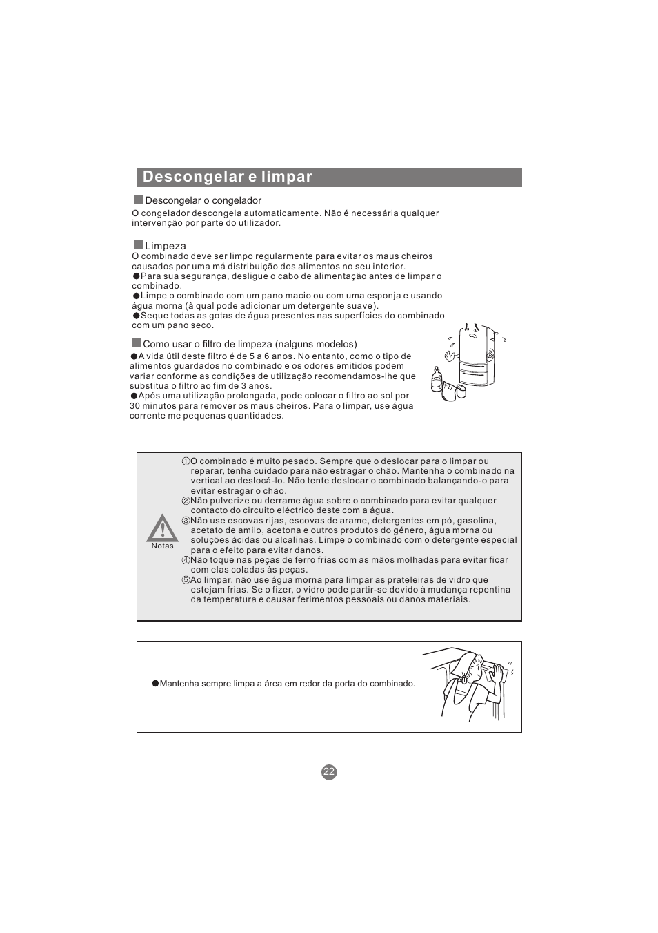 Descongelar e limpar | haier AFL631CB User Manual | Page 163 / 196