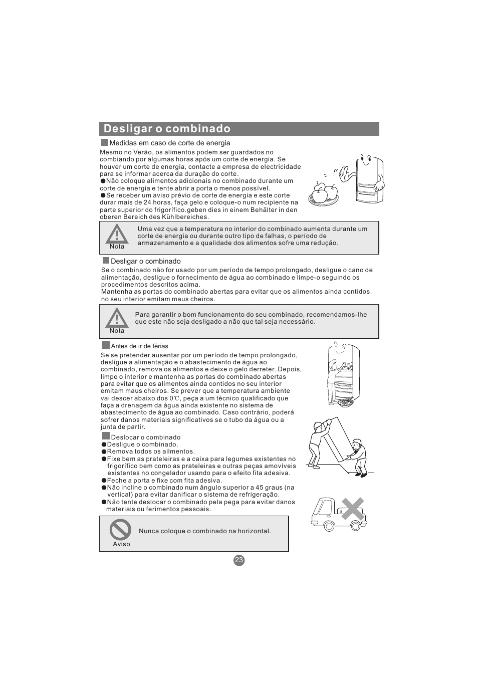 Desligar o combinado | haier AFL631CB User Manual | Page 164 / 196