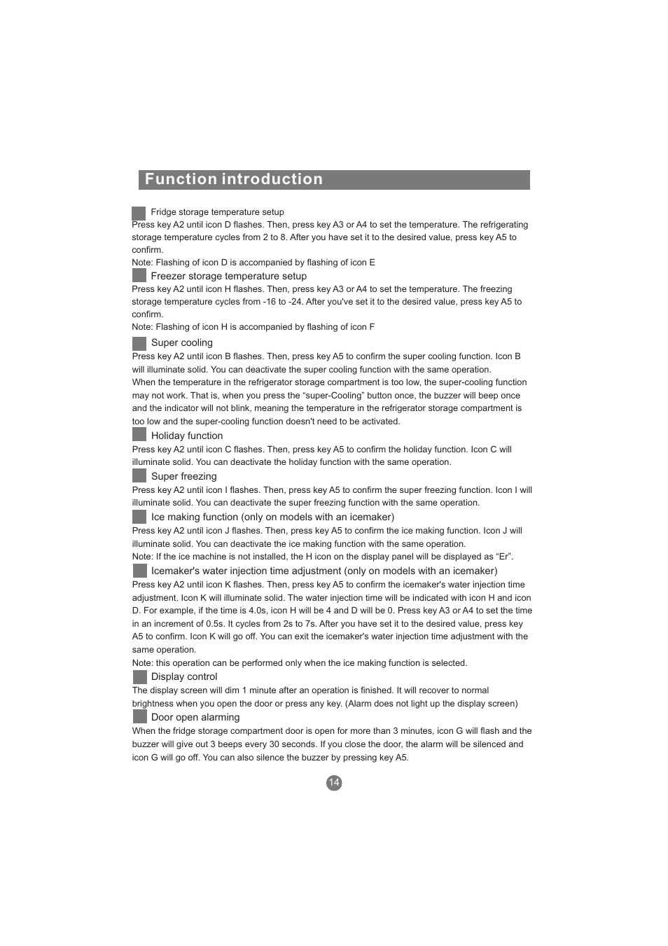 Function introduction | haier AFL631CB User Manual | Page 17 / 196