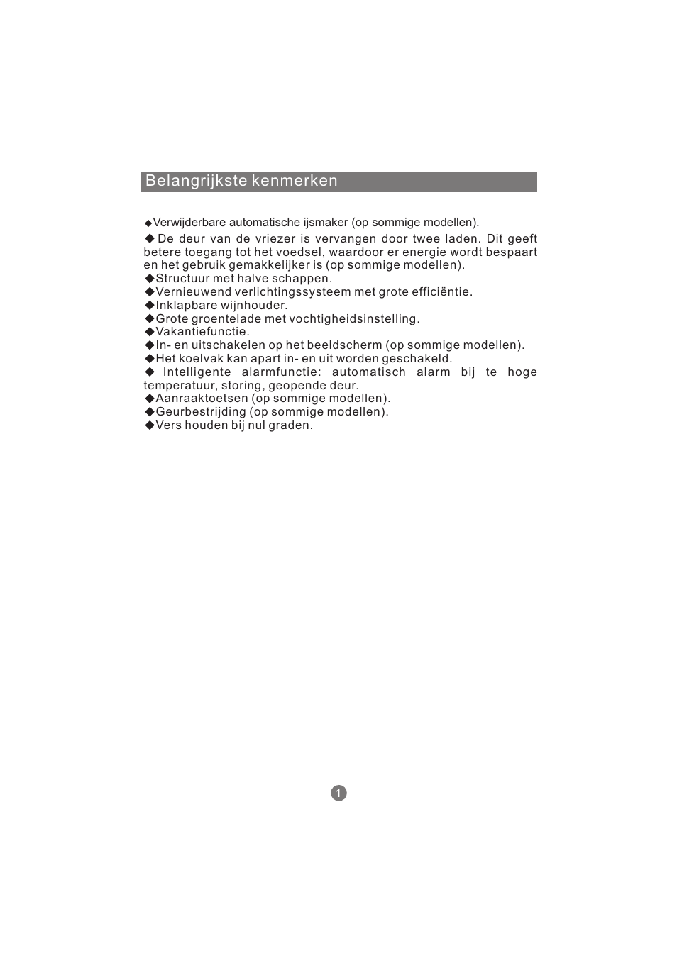 Belangrijkste kenmerken | haier AFL631CB User Manual | Page 170 / 196