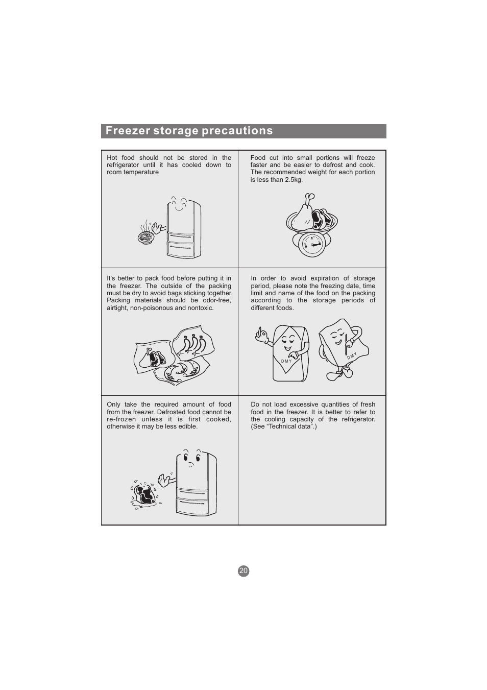Freezer storage precautions | haier AFL631CB User Manual | Page 23 / 196