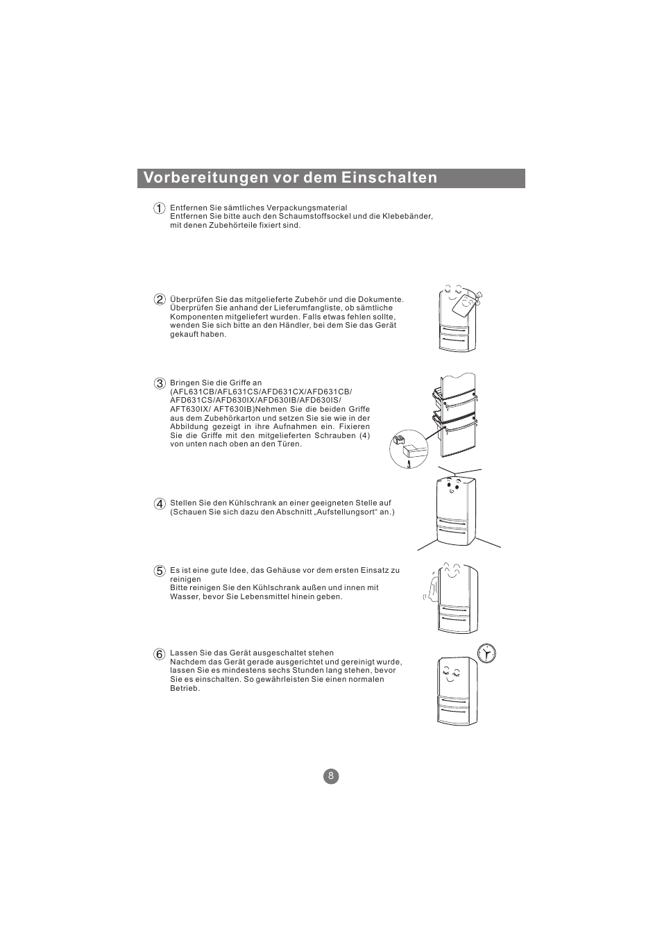 Vorbereitungen vor dem einschalten | haier AFL631CB User Manual | Page 39 / 196