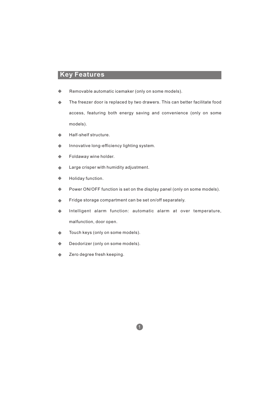 Key features | haier AFL631CB User Manual | Page 4 / 196
