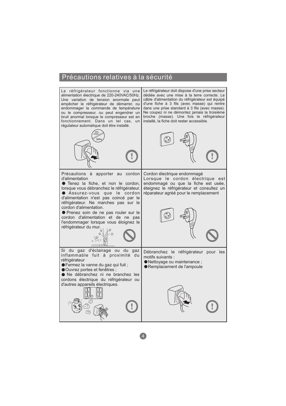 Précautions relatives à la sécurité | haier AFL631CB User Manual | Page 63 / 196