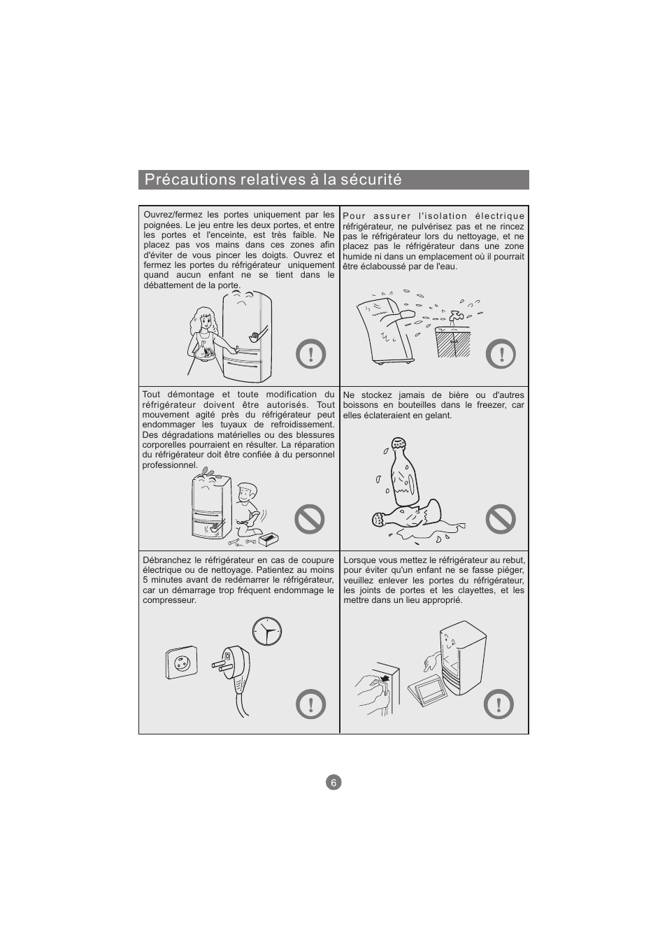 Précautions relatives à la sécurité | haier AFL631CB User Manual | Page 65 / 196
