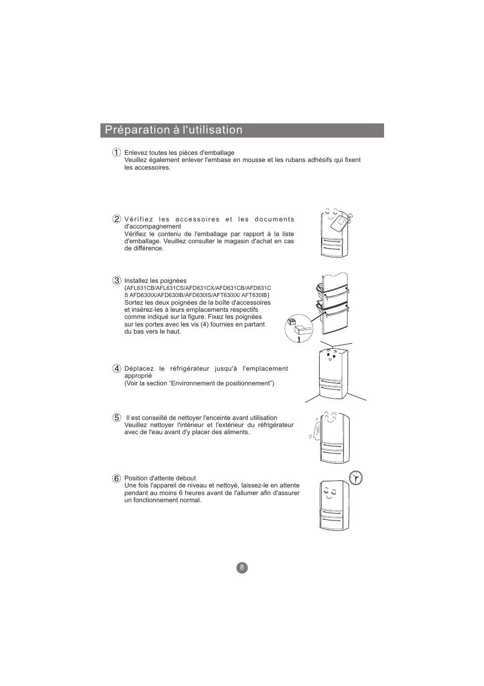 Préparation à l'utilisation | haier AFL631CB User Manual | Page 67 / 196