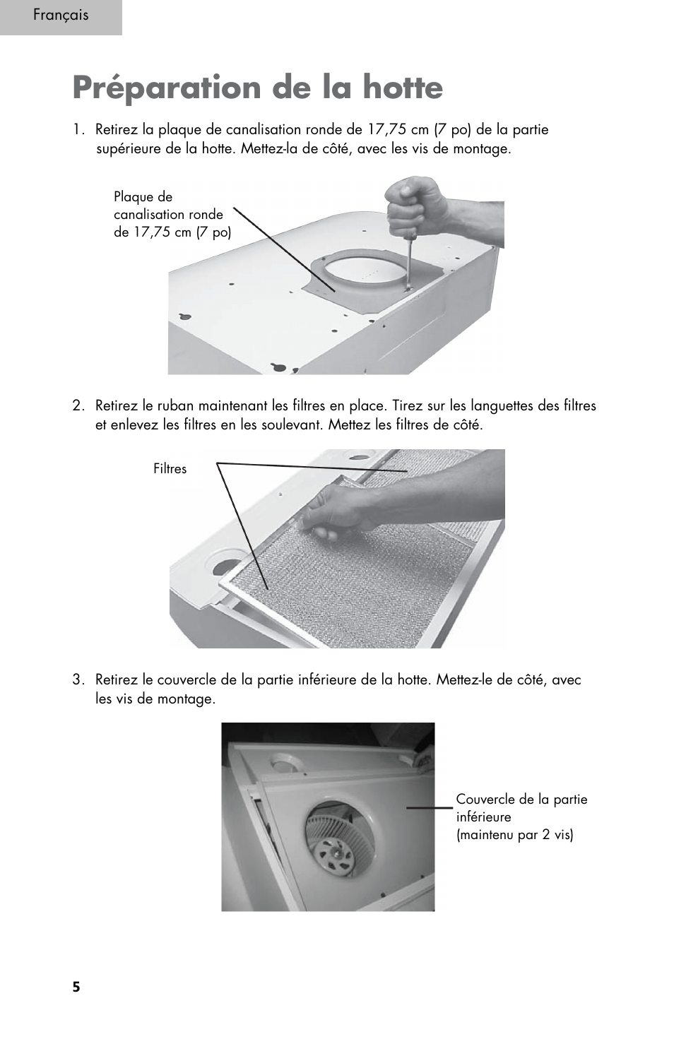 Préparation de la hotte | haier 3000 User Manual | Page 24 / 56