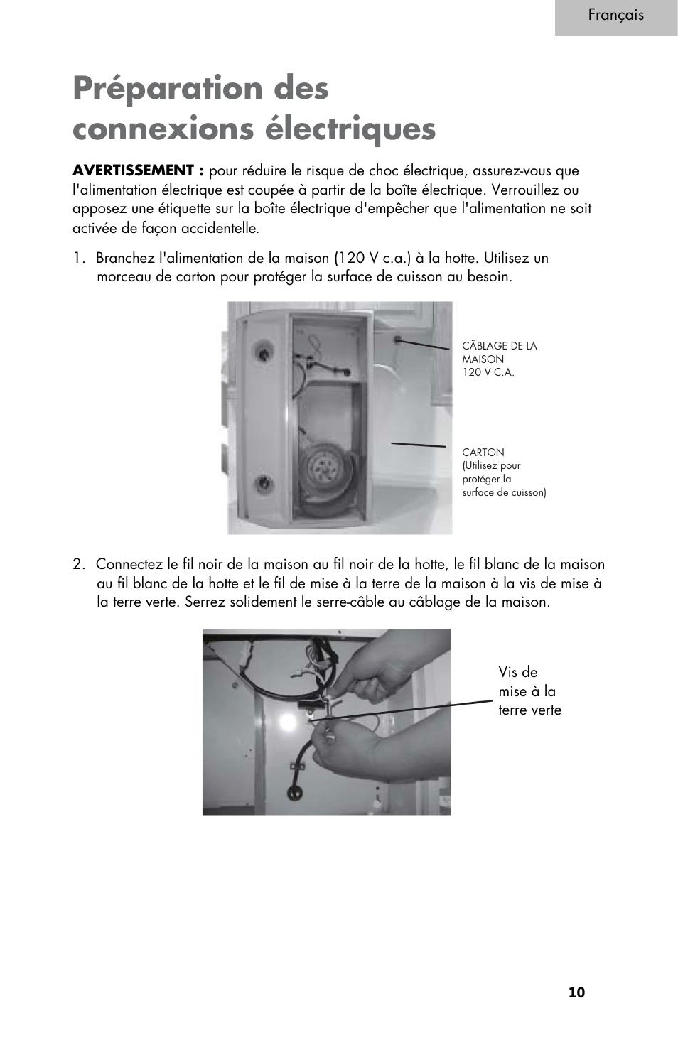 Préparation des connexions électriques | haier 3000 User Manual | Page 29 / 56