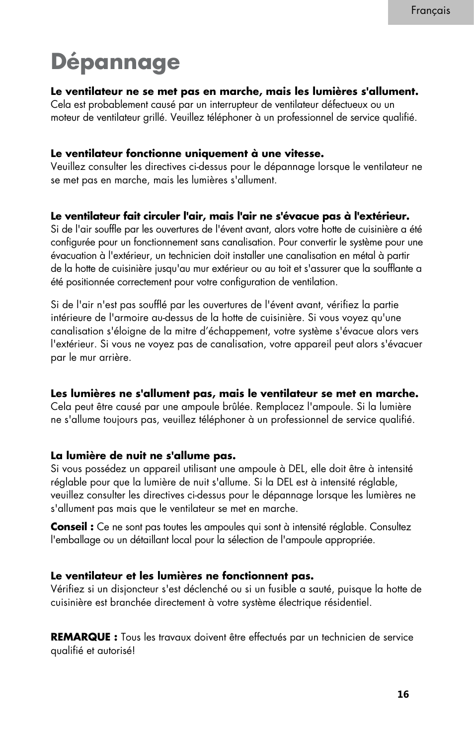 Dépannage | haier 3000 User Manual | Page 35 / 56