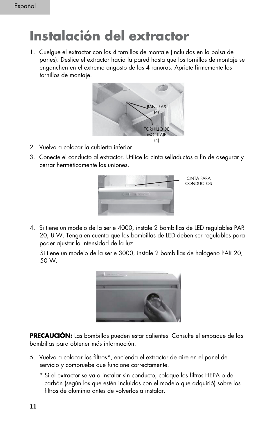 Instalación del extractor | haier 3000 User Manual | Page 48 / 56