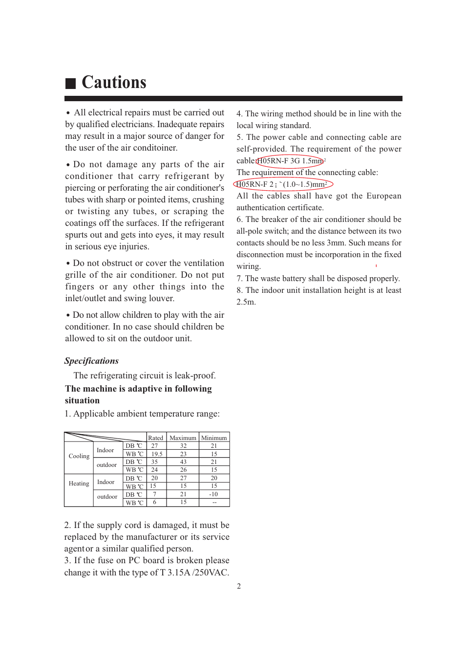 Cautions | haier AB124FAAHA User Manual | Page 4 / 31