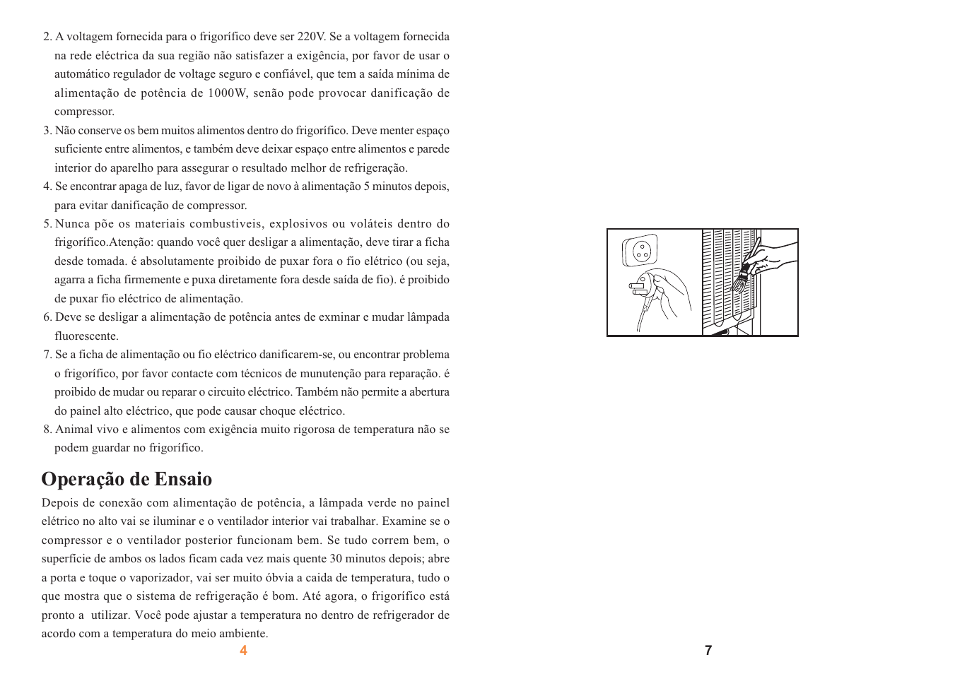 Operação de ensaio, Inside illumination stop using | haier SC-278GA User Manual | Page 9 / 40