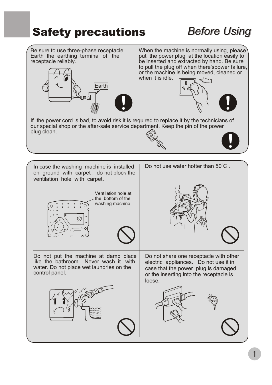 Before using, Before using safety precautions | haier XPB80-35 User Manual | Page 3 / 12