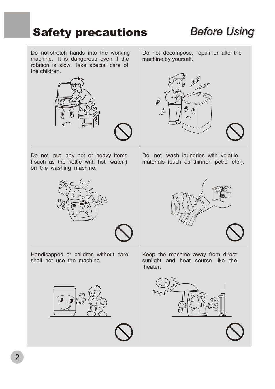 Before using, Safety precautions | haier XPB80-35 User Manual | Page 4 / 12