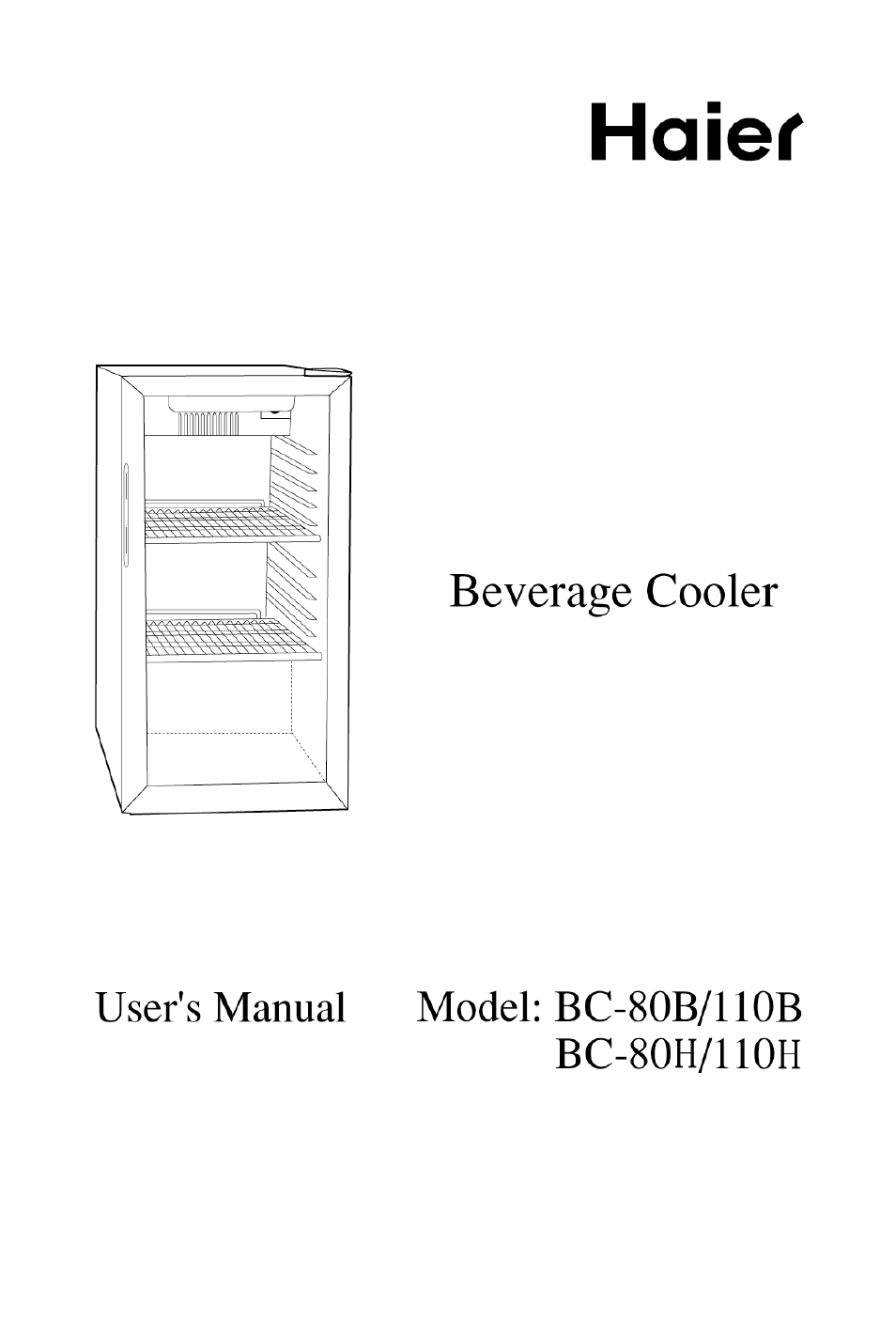 haier BC-80H/110H User Manual | 15 pages