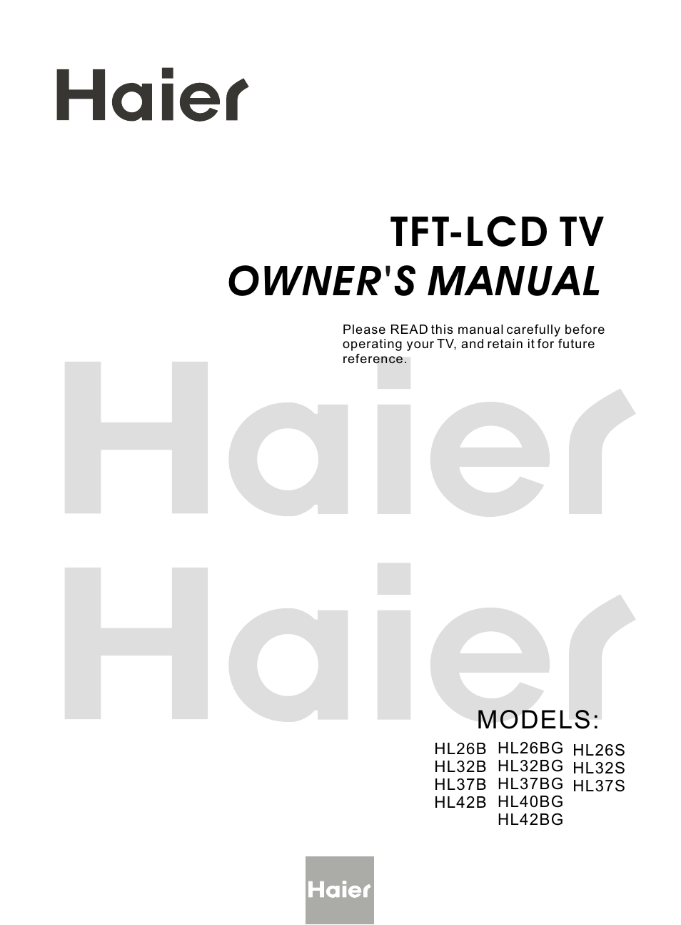 haier HL37B User Manual | 45 pages