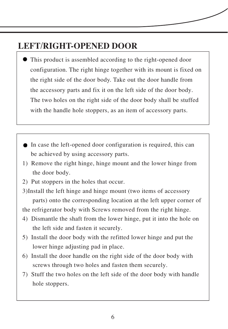 Left/right-opened door | haier BC-76 User Manual | Page 8 / 10