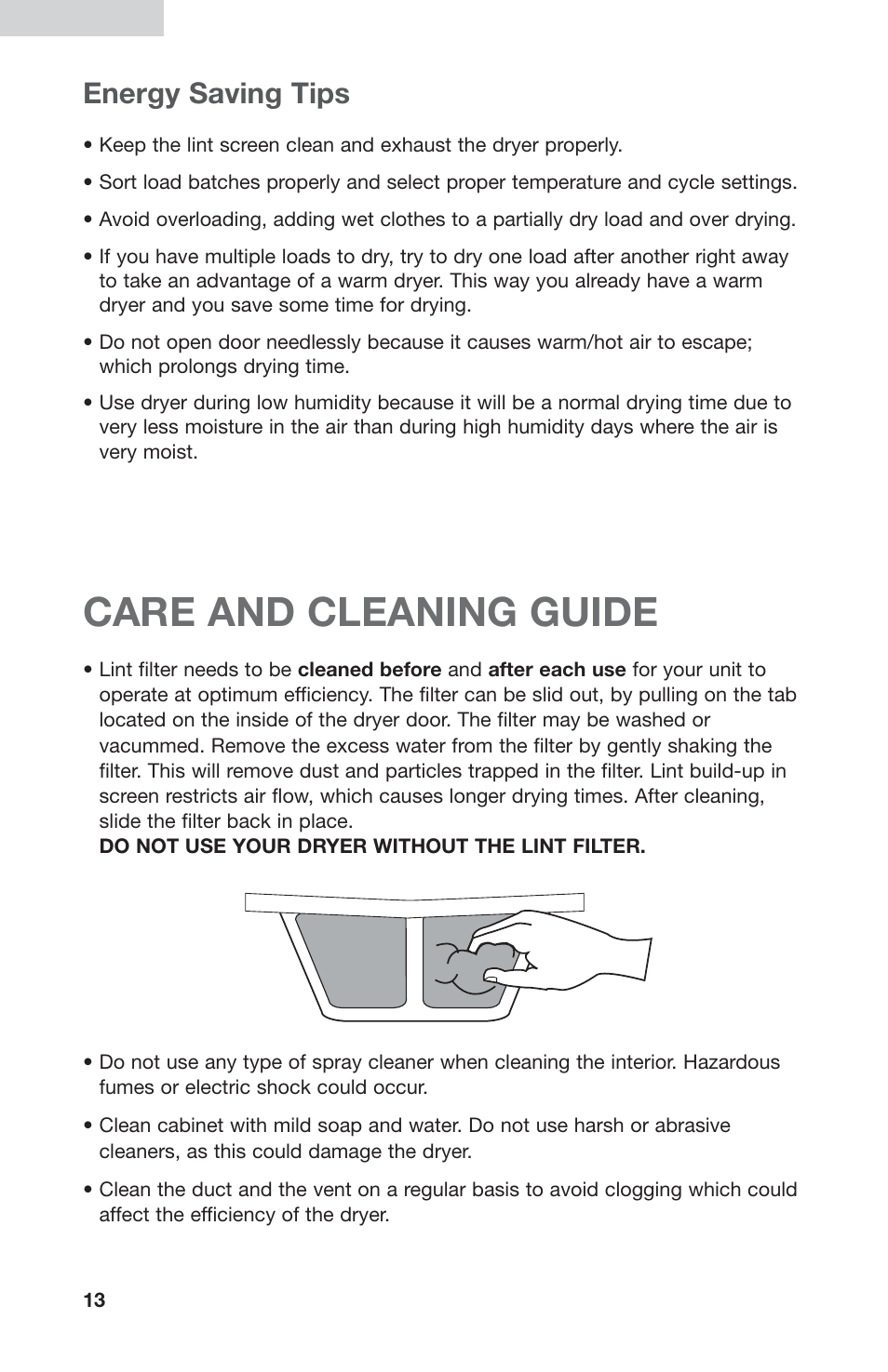 Care and cleaning guide, Energy saving tips | haier GDZ5-1C User Manual | Page 14 / 24