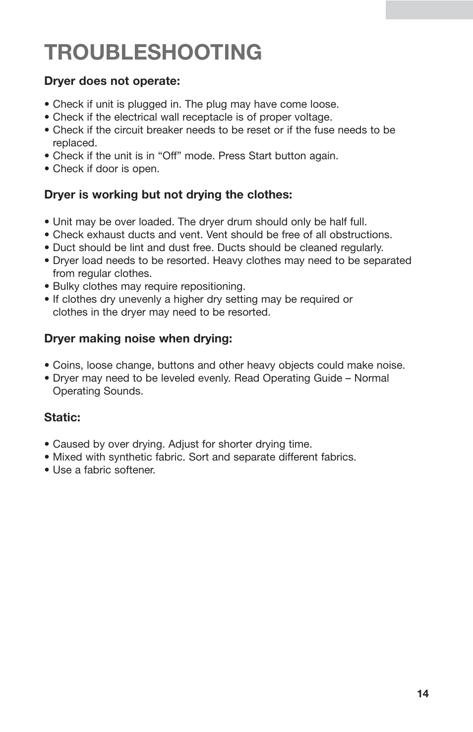 Troubleshooting | haier GDZ5-1C User Manual | Page 15 / 24