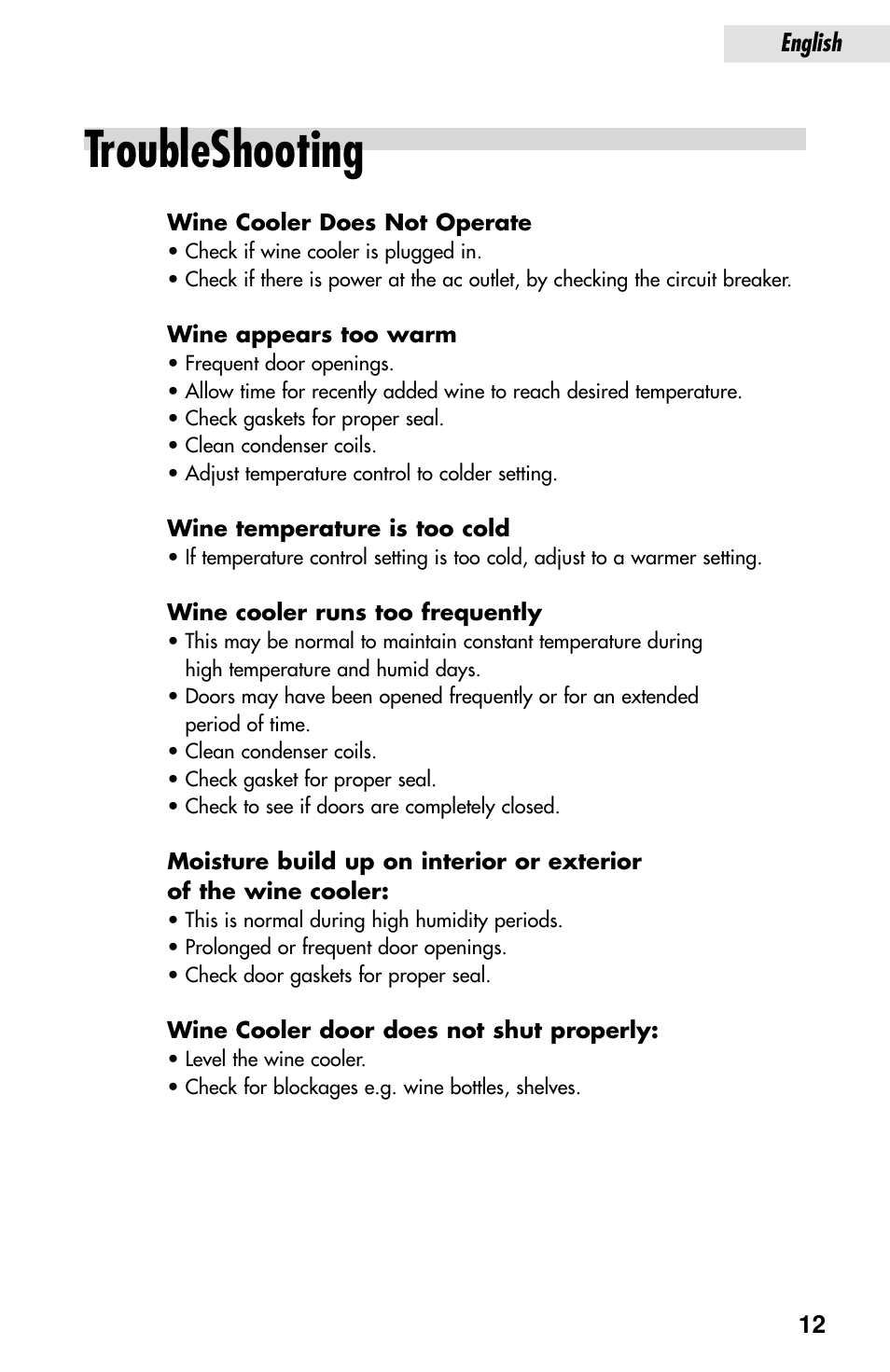 Troubleshooting | haier JC-82GB User Manual | Page 13 / 87