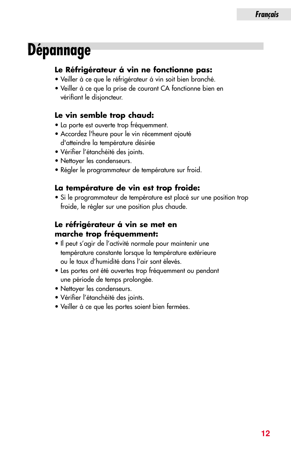 Dépannage | haier JC-82GB User Manual | Page 25 / 87