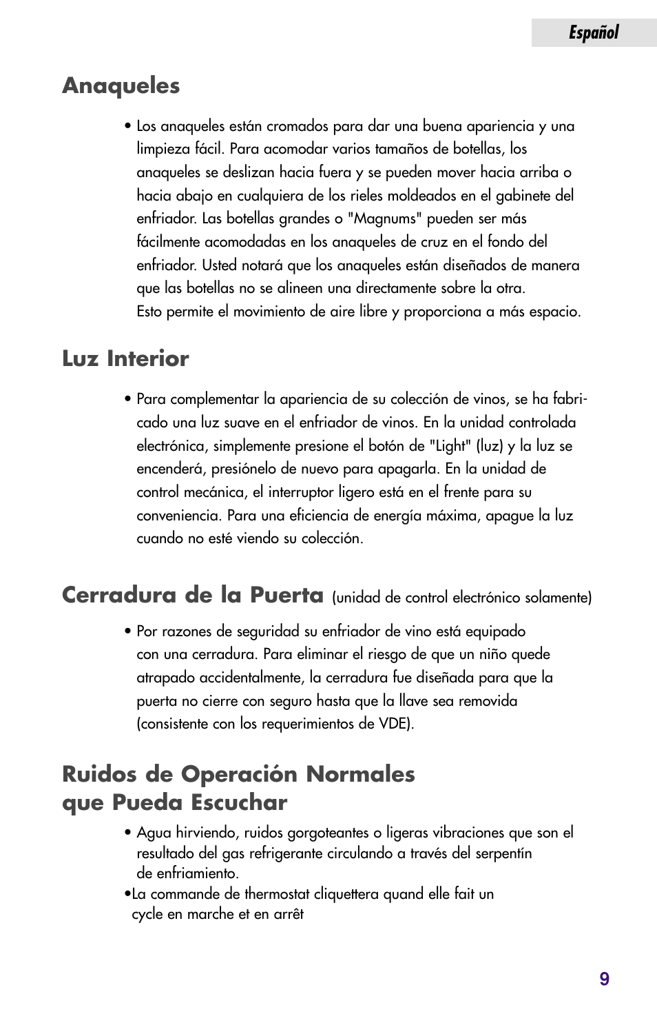 Luz interior, Cerradura de la puerta | haier JC-82GB User Manual | Page 35 / 87
