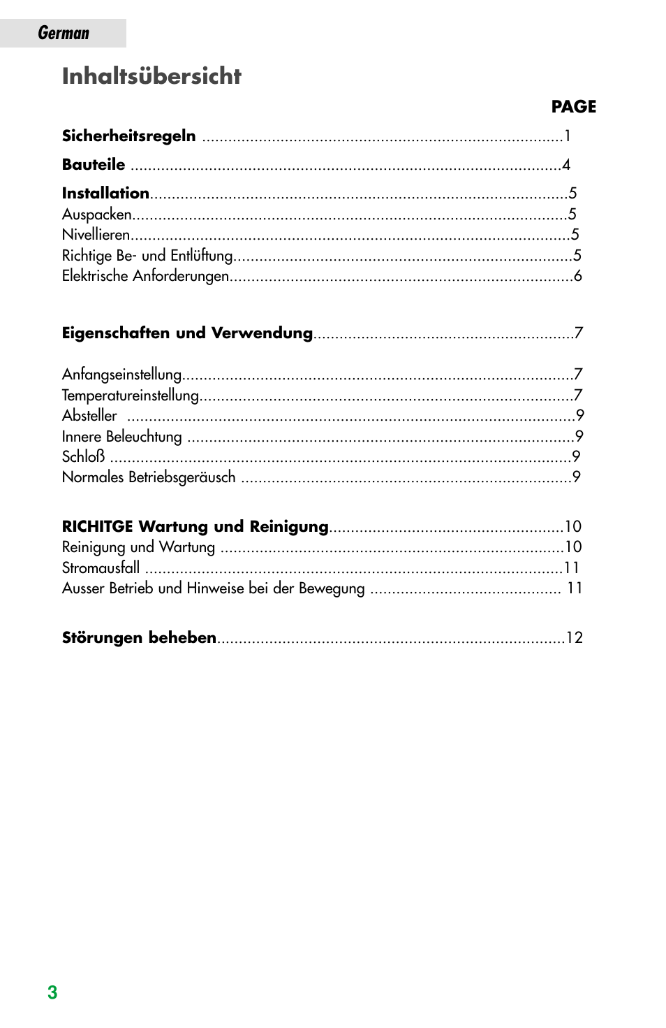 Inhaltsübersicht, German 3 | haier JC-82GB User Manual | Page 54 / 87