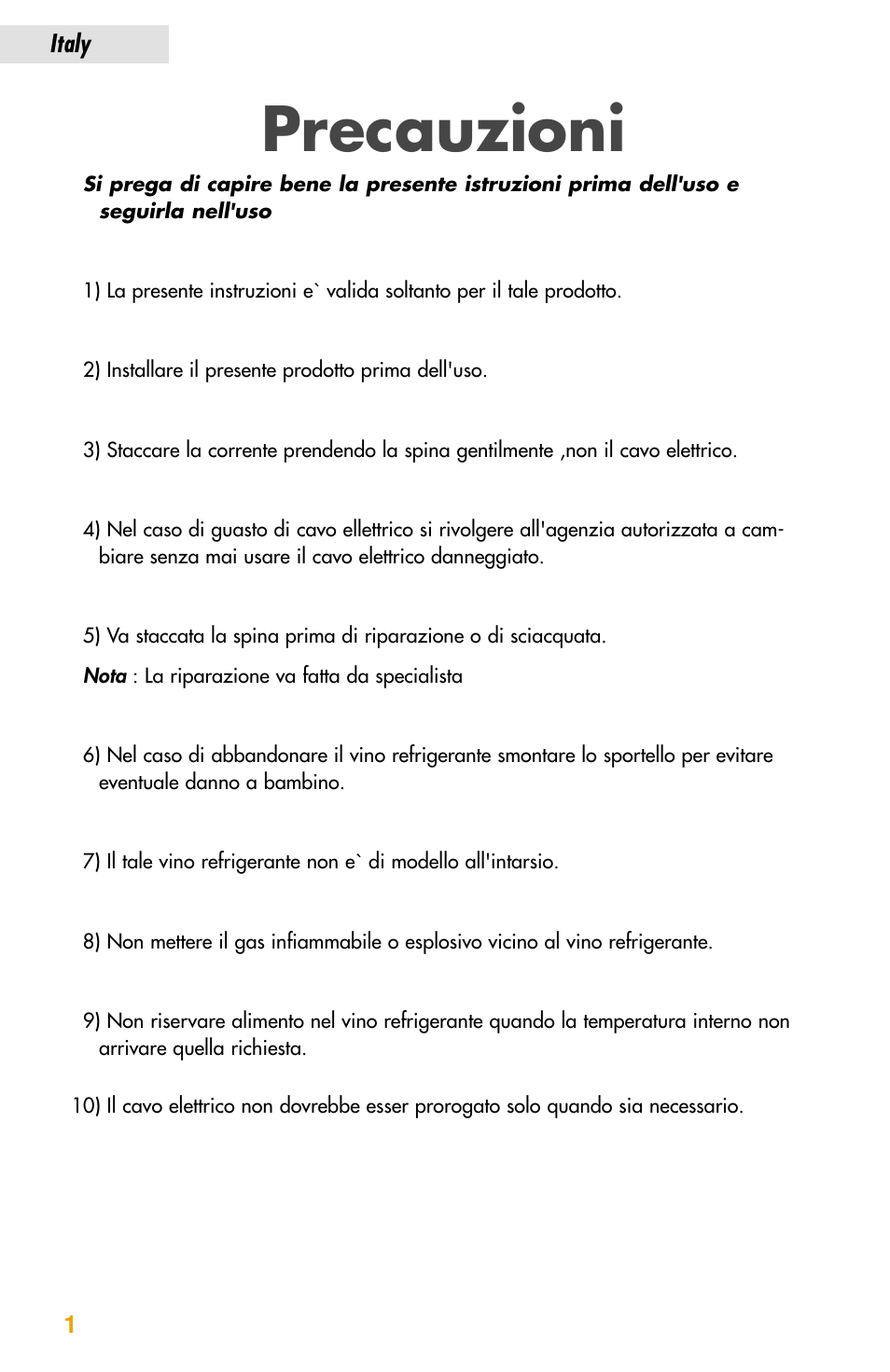 Precauzioni | haier JC-82GB User Manual | Page 64 / 87