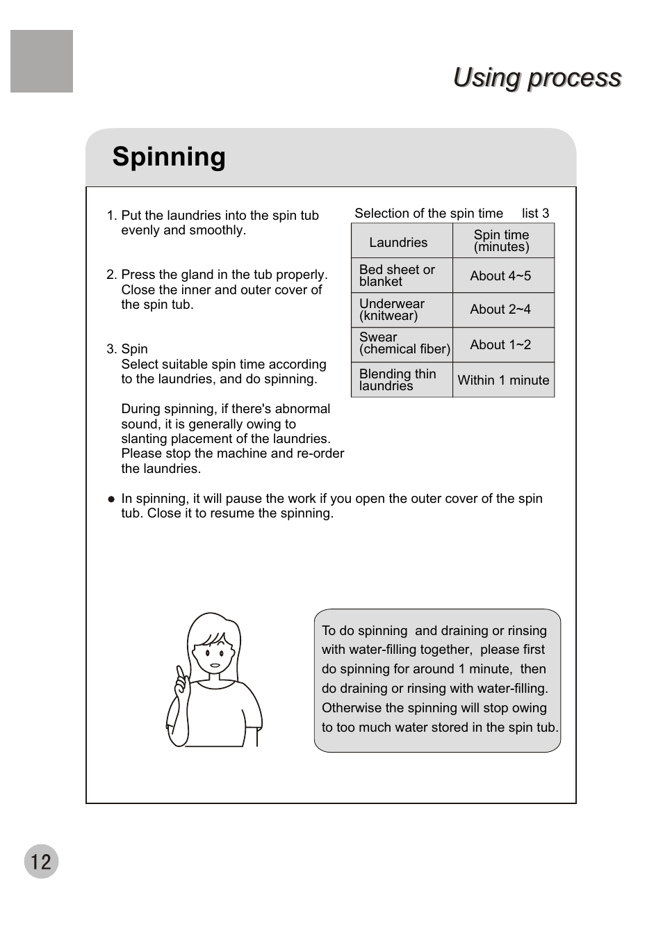 Using process, Spinning | haier XPB65-27QGS User Manual | Page 14 / 18