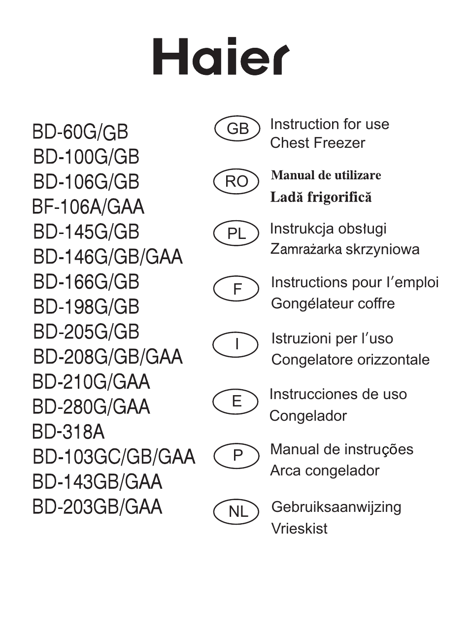 haier BD-208G User Manual | 68 pages