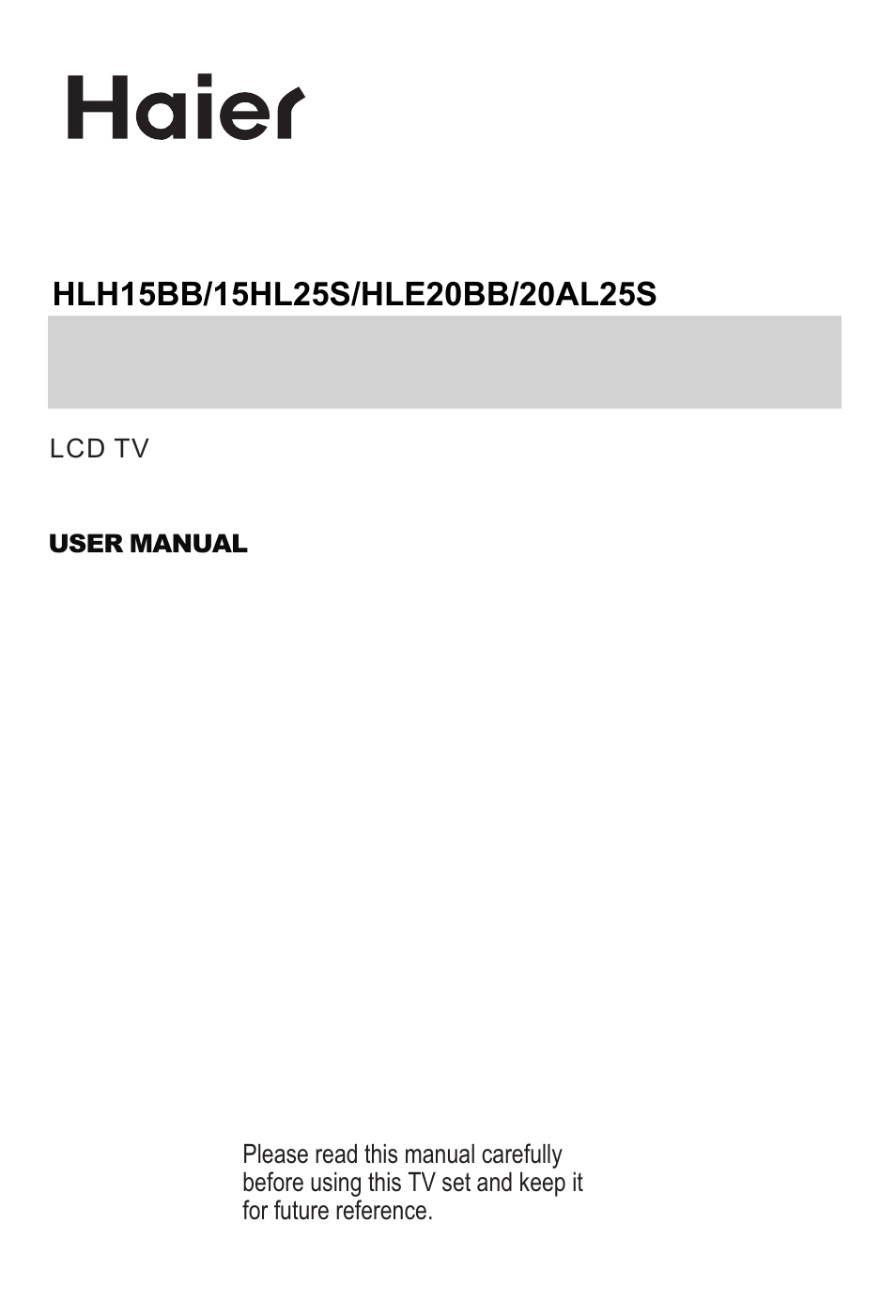 haier 20AL25S User Manual | 28 pages