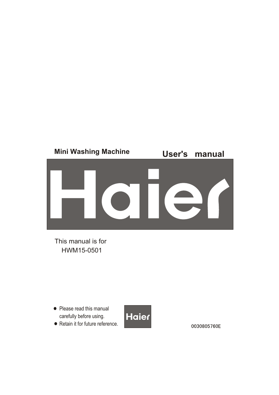 haier HWM15-0501 User Manual | 12 pages