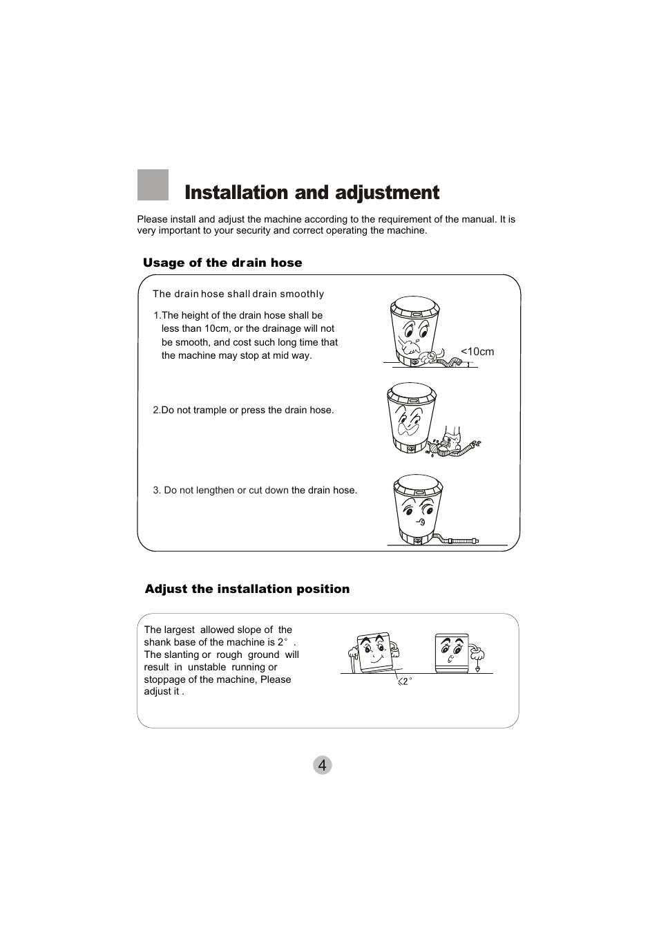 Installation and adjustment | haier HWM15-0501 User Manual | Page 6 / 12