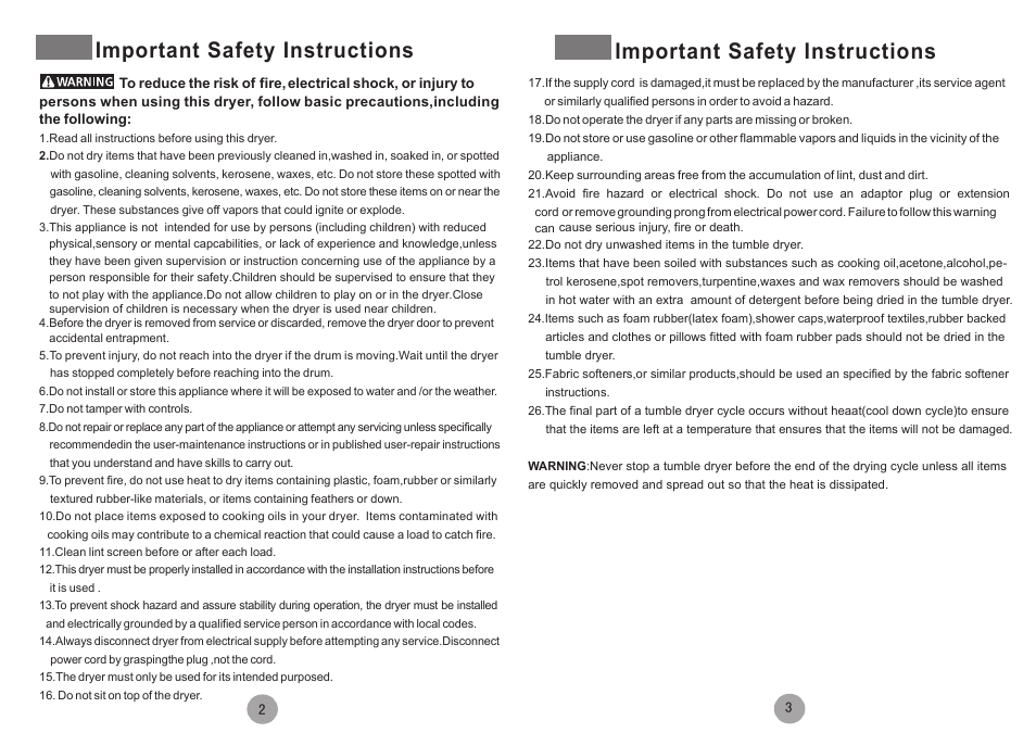 Important safety instructions | haier HDY-D70-E User Manual | Page 2 / 9