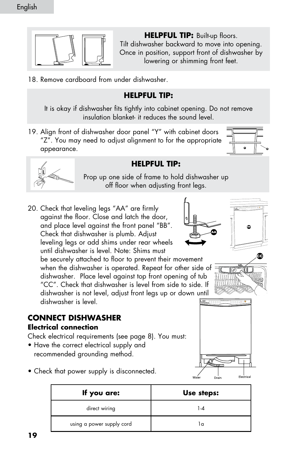 Connect dishwasher, Helpful tip | haier DW-7777-01 User Manual | Page 20 / 84