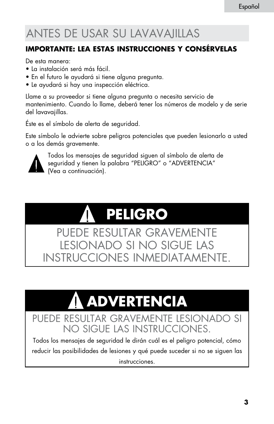 Peligro advertencia | haier DW-7777-01 User Manual | Page 31 / 84