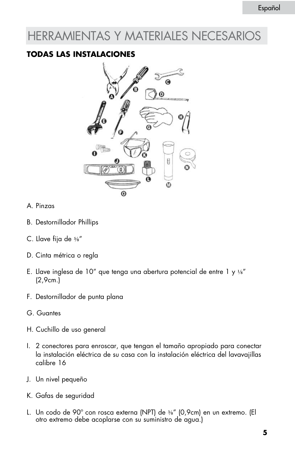 Herramientas y materiales necesarios | haier DW-7777-01 User Manual | Page 33 / 84