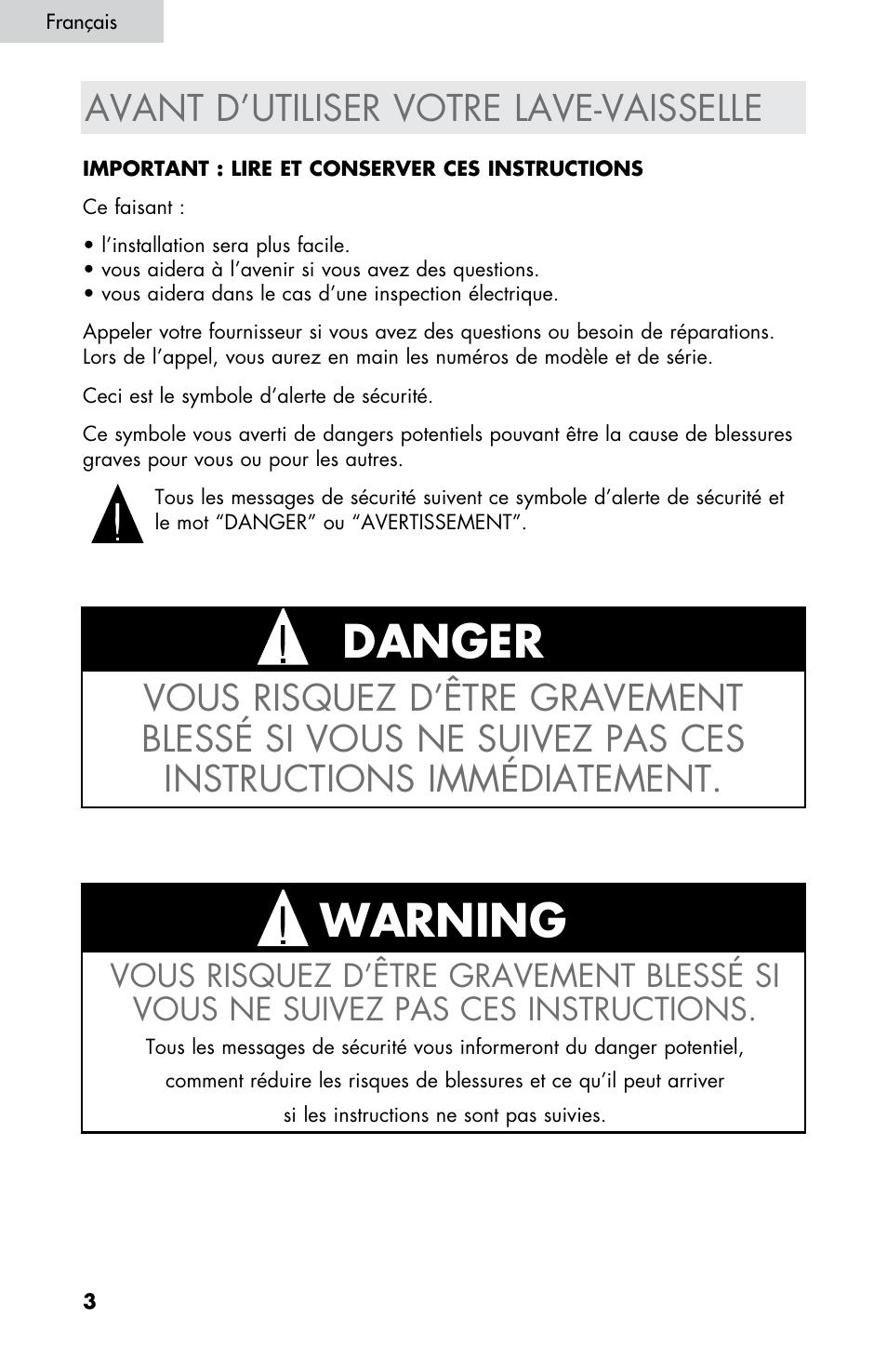 Danger warning | haier DW-7777-01 User Manual | Page 60 / 84