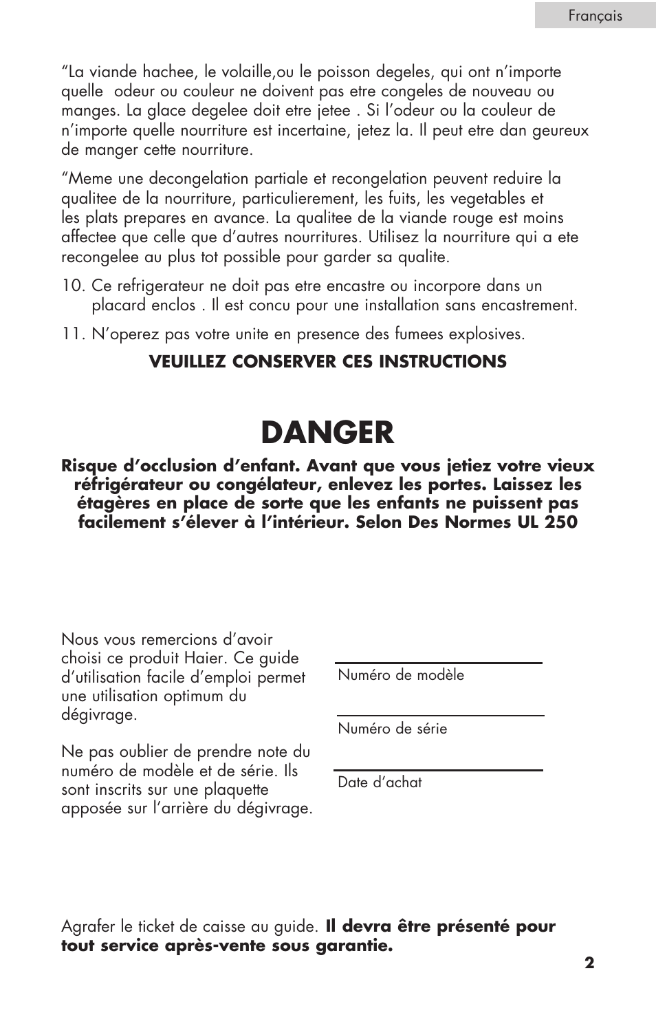 Danger | haier C SERIES ESCM050EC User Manual | Page 17 / 44