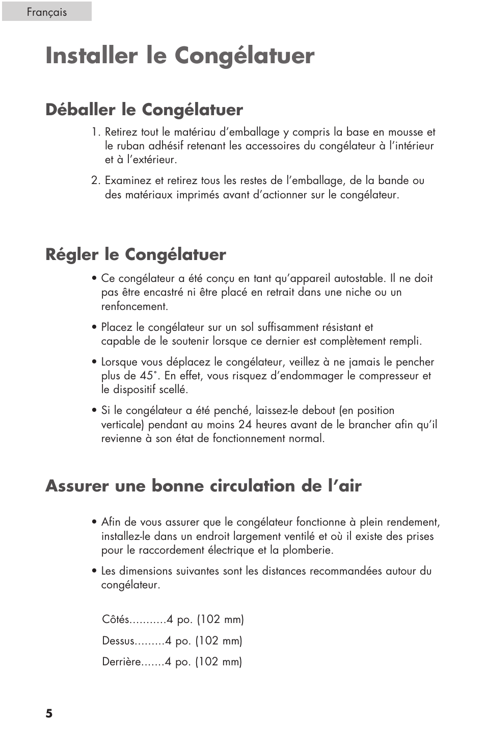 Installer le congélatuer | haier C SERIES ESCM050EC User Manual | Page 20 / 44