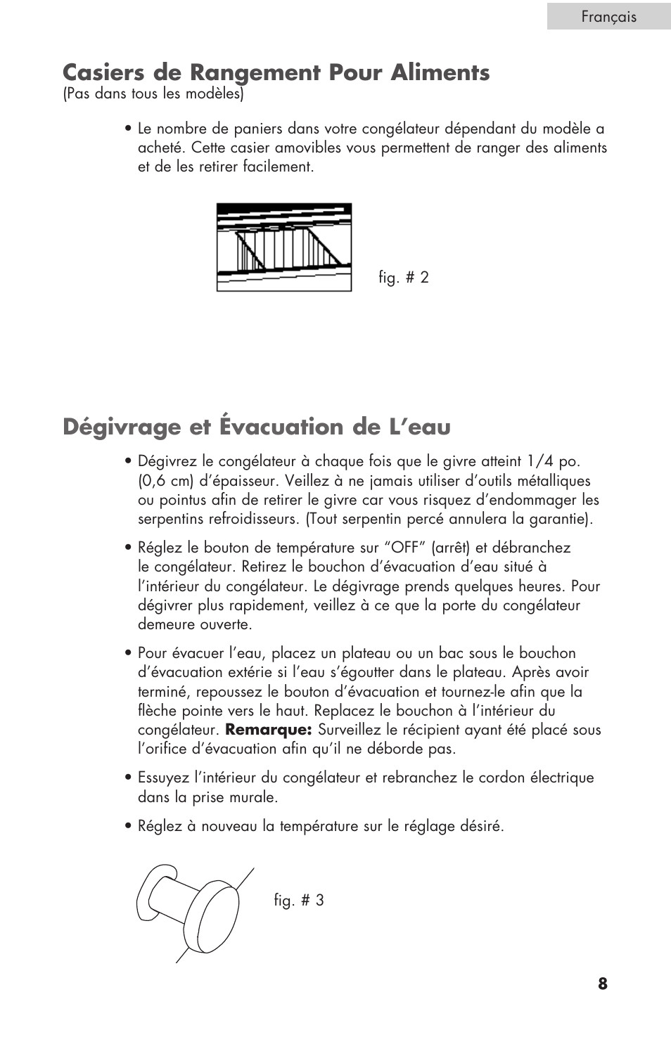 Casiers de rangement pour aliments, Dégivrage et évacuation de l’eau | haier C SERIES ESCM050EC User Manual | Page 23 / 44